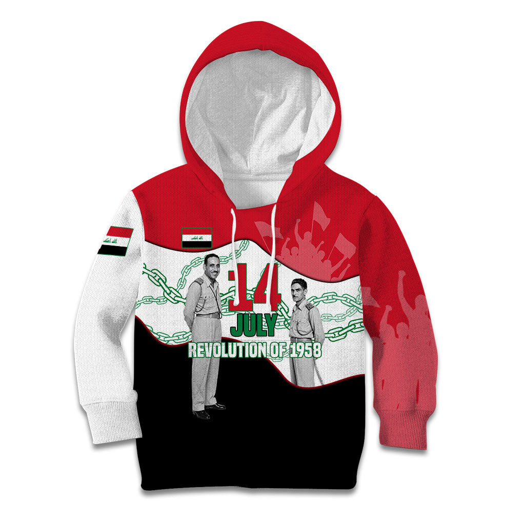 Iraq 14 July Revolution 1958 Kid Hoodie Abdul Karim Qasim Broken Chains Rising Fists