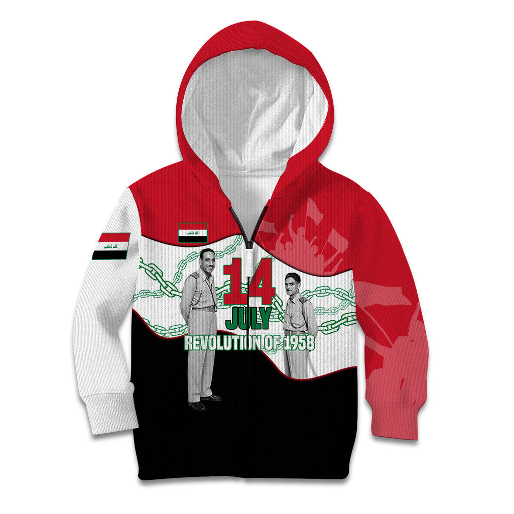 Iraq 14 July Revolution 1958 Kid Hoodie Abdul Karim Qasim Broken Chains Rising Fists