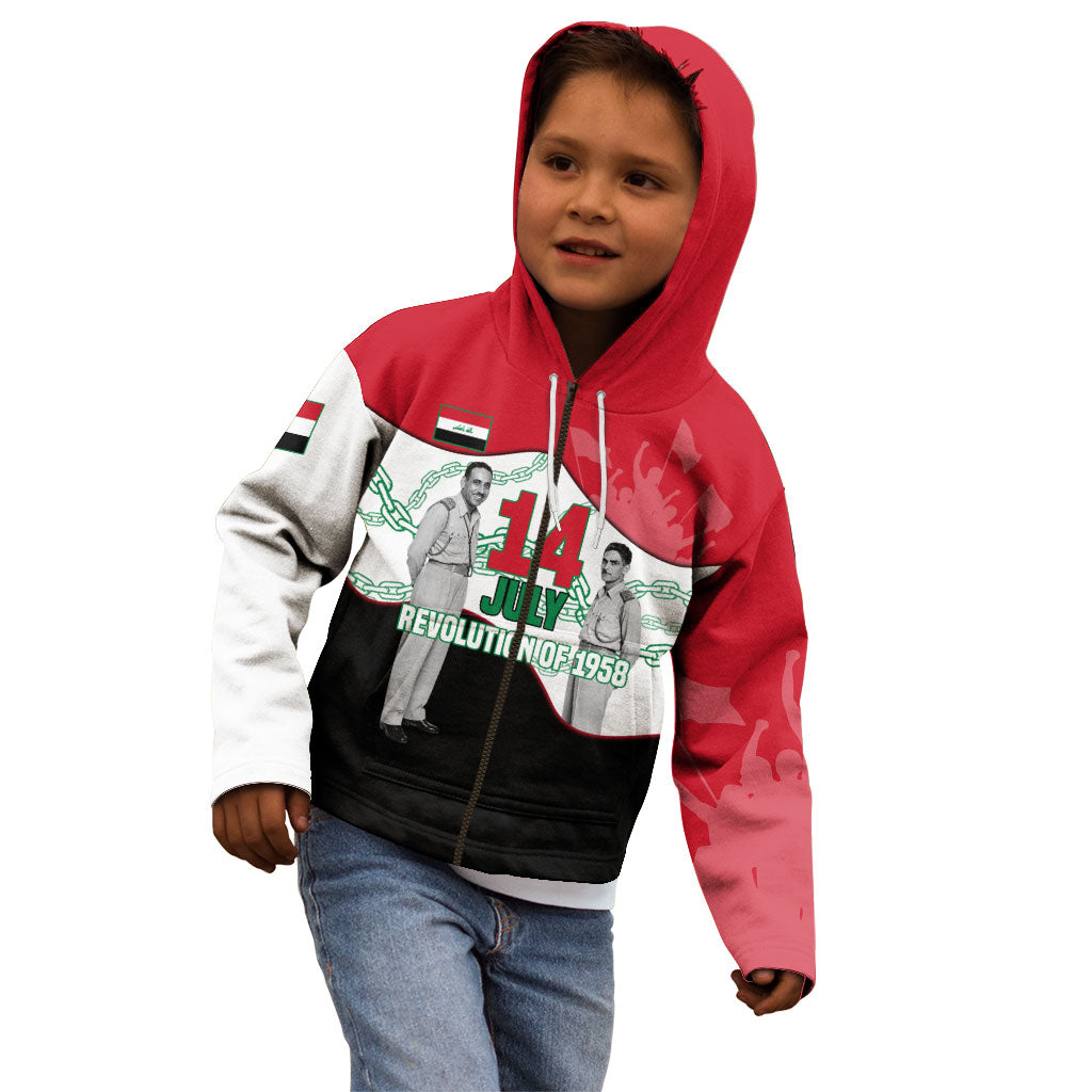 Iraq 14 July Revolution 1958 Kid Hoodie Abdul Karim Qasim Broken Chains Rising Fists