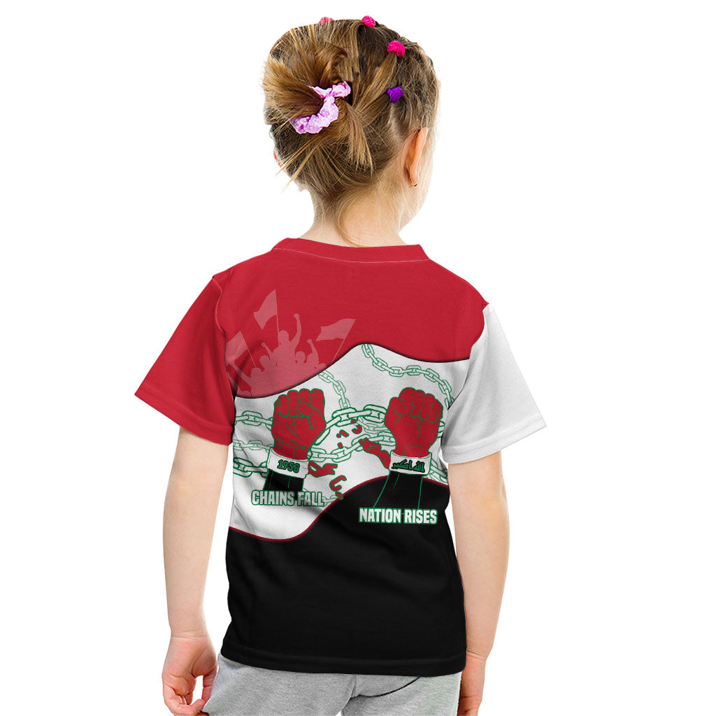 Iraq 14 July Revolution 1958 Kid T Shirt Abdul Karim Qasim Broken Chains Rising Fists