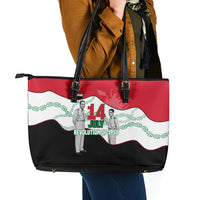 Iraq 14 July Revolution 1958 Leather Tote Bag Abdul Karim Qasim Broken Chains Rising Fists