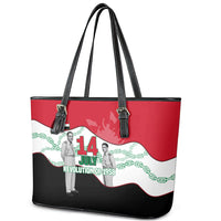 Iraq 14 July Revolution 1958 Leather Tote Bag Abdul Karim Qasim Broken Chains Rising Fists
