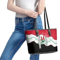 Iraq 14 July Revolution 1958 Leather Tote Bag Abdul Karim Qasim Broken Chains Rising Fists