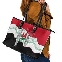 Iraq 14 July Revolution 1958 Leather Tote Bag Abdul Karim Qasim Broken Chains Rising Fists