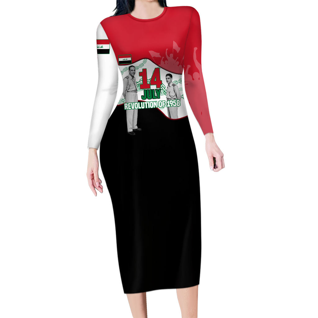 Iraq 14 July Revolution 1958 Long Sleeve Bodycon Dress Abdul Karim Qasim Broken Chains Rising Fists