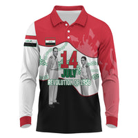 Iraq 14 July Revolution 1958 Long Sleeve Polo Shirt Abdul Karim Qasim Broken Chains Rising Fists