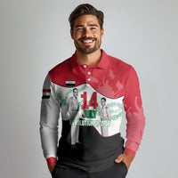 Iraq 14 July Revolution 1958 Long Sleeve Polo Shirt Abdul Karim Qasim Broken Chains Rising Fists
