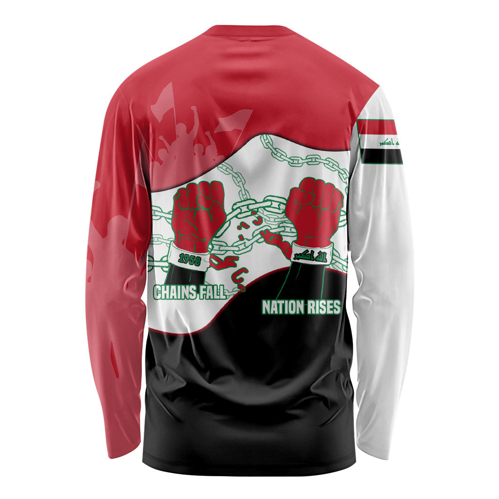 Iraq 14 July Revolution 1958 Long Sleeve Shirt Abdul Karim Qasim Broken Chains Rising Fists
