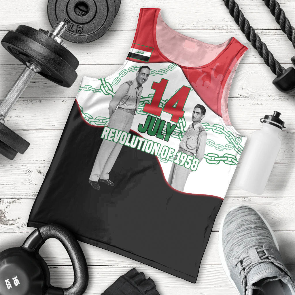 Iraq 14 July Revolution 1958 Men Tank Top Abdul Karim Qasim Broken Chains Rising Fists