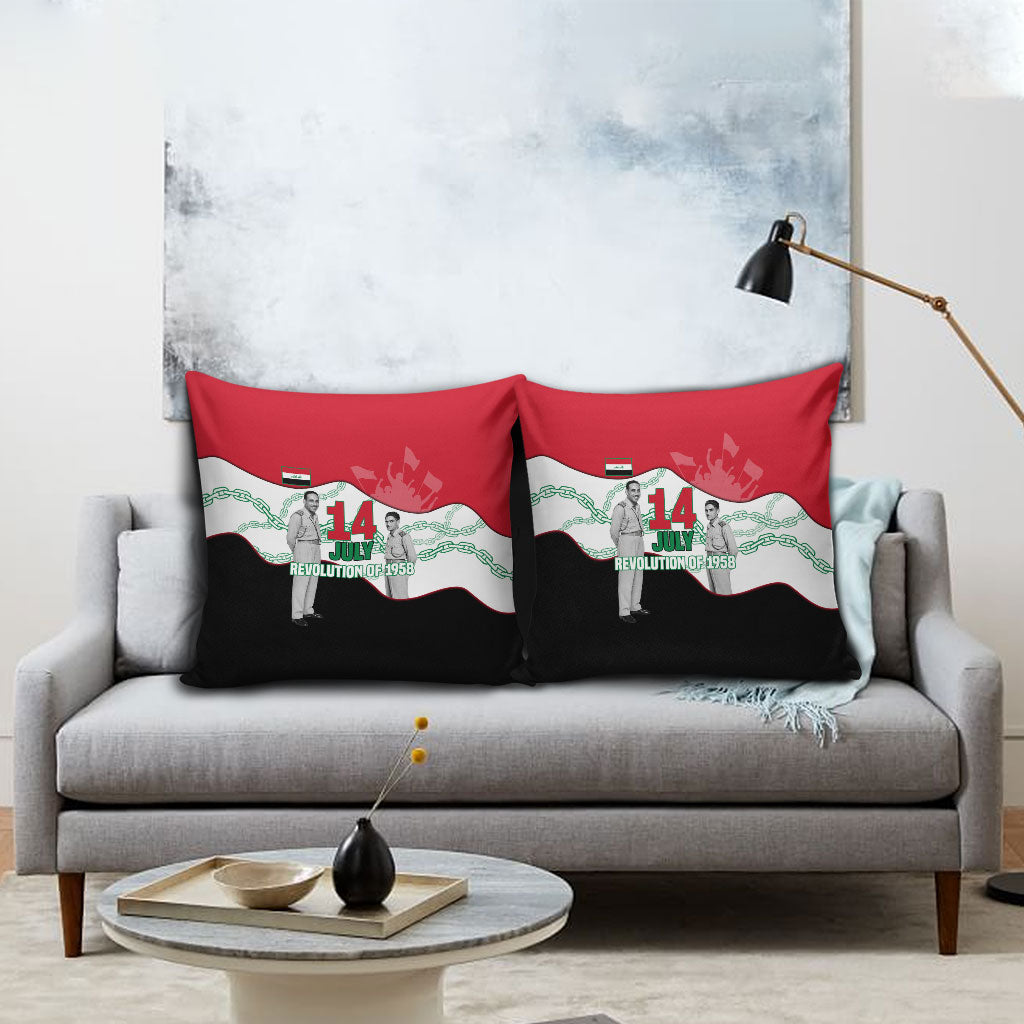 Iraq 14 July Revolution 1958 Pillow Cover Abdul Karim Qasim Broken Chains Rising Fists