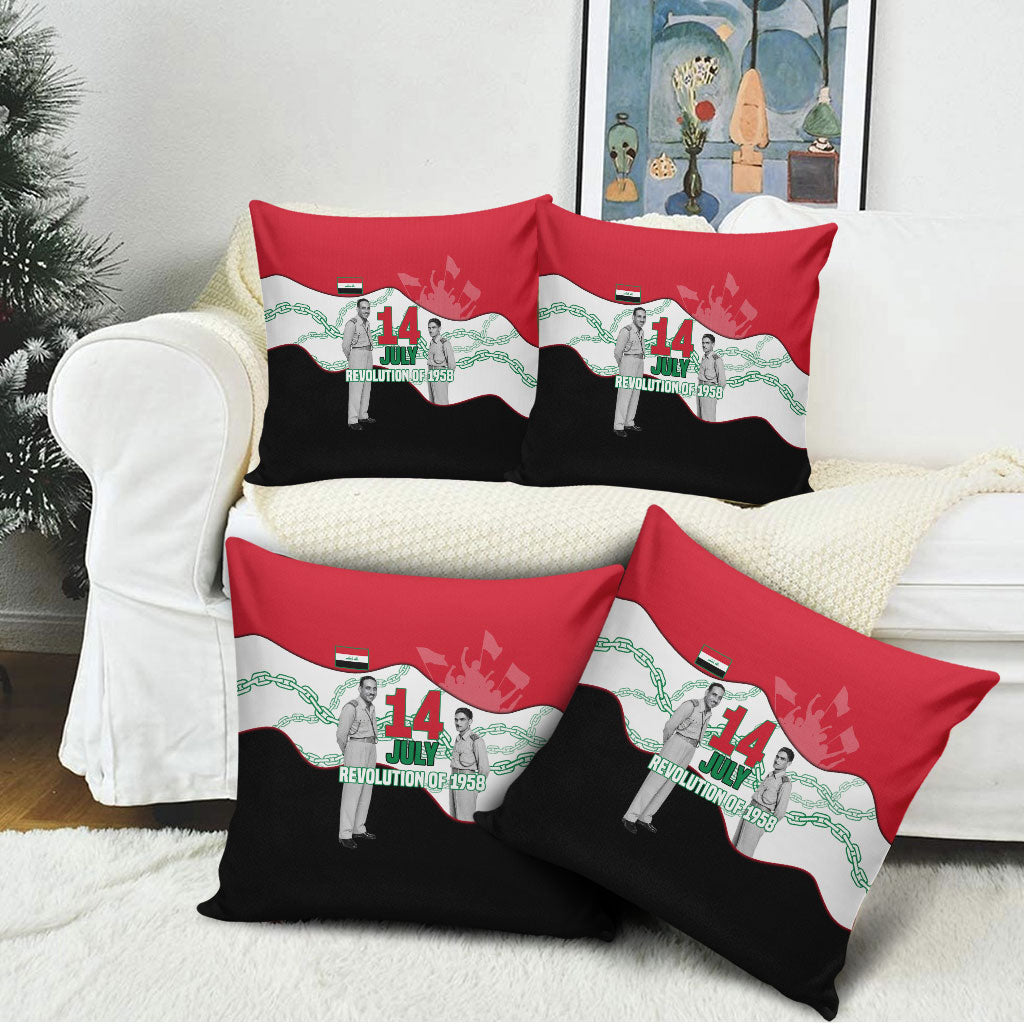 Iraq 14 July Revolution 1958 Pillow Cover Abdul Karim Qasim Broken Chains Rising Fists