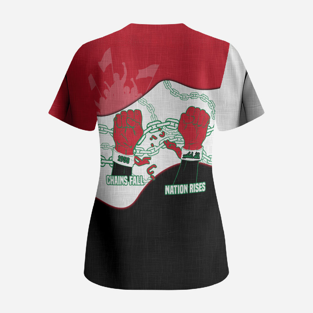 Iraq 14 July Revolution 1958 Scrub Top Abdul Karim Qasim Broken Chains Rising Fists