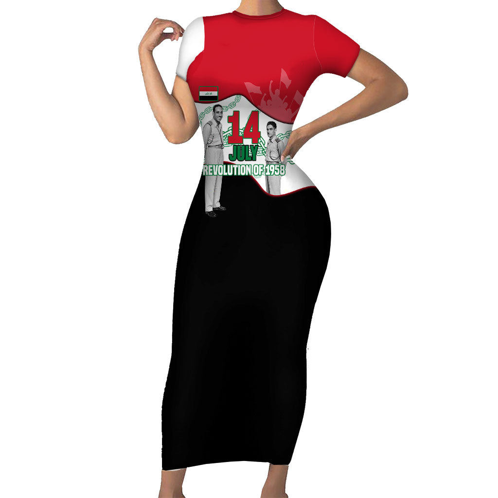 Iraq 14 July Revolution 1958 Short Sleeve Bodycon Dress Abdul Karim Qasim Broken Chains Rising Fists