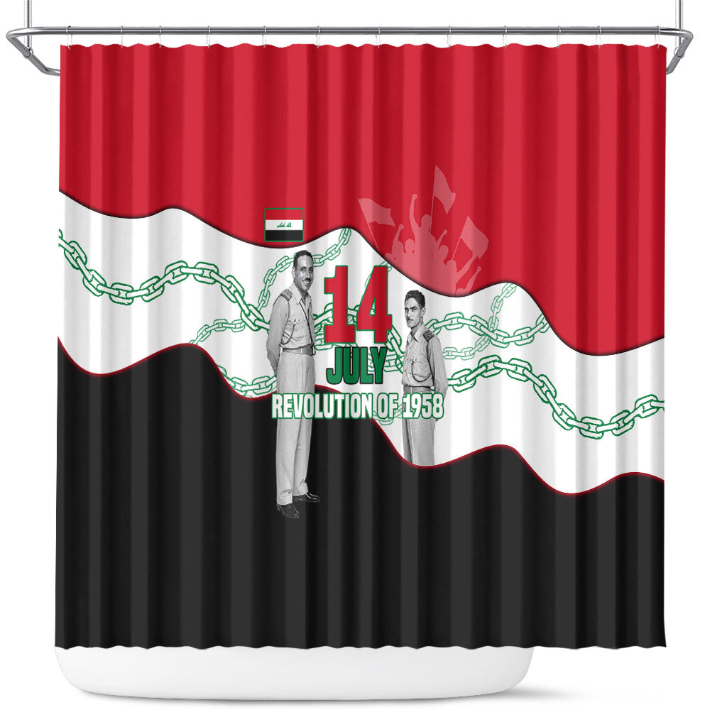 Iraq 14 July Revolution 1958 Shower Curtain Abdul Karim Qasim Broken Chains Rising Fists