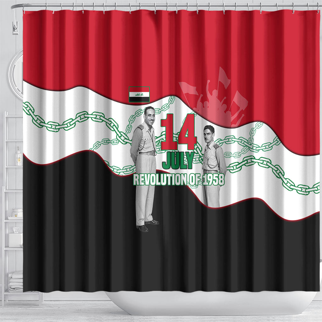 Iraq 14 July Revolution 1958 Shower Curtain Abdul Karim Qasim Broken Chains Rising Fists