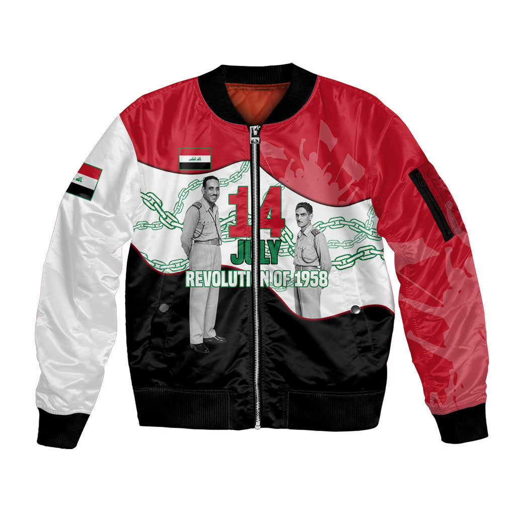 Iraq 14 July Revolution 1958 Sleeve Zip Bomber Jacket Abdul Karim Qasim Broken Chains Rising Fists