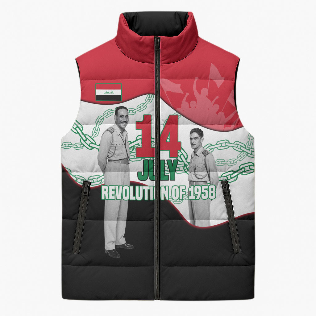 Iraq 14 July Revolution 1958 Sleeveless Puffer Jacket Abdul Karim Qasim Broken Chains Rising Fists