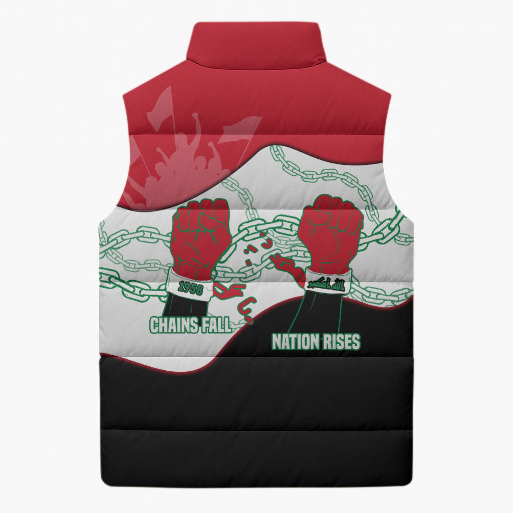 Iraq 14 July Revolution 1958 Sleeveless Puffer Jacket Abdul Karim Qasim Broken Chains Rising Fists