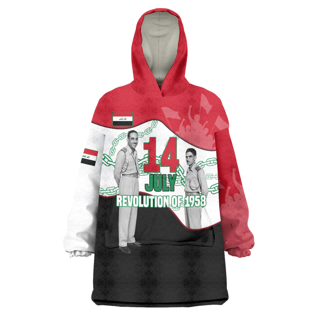 Iraq 14 July Revolution 1958 Wearable Blanket Hoodie Abdul Karim Qasim Broken Chains Rising Fists