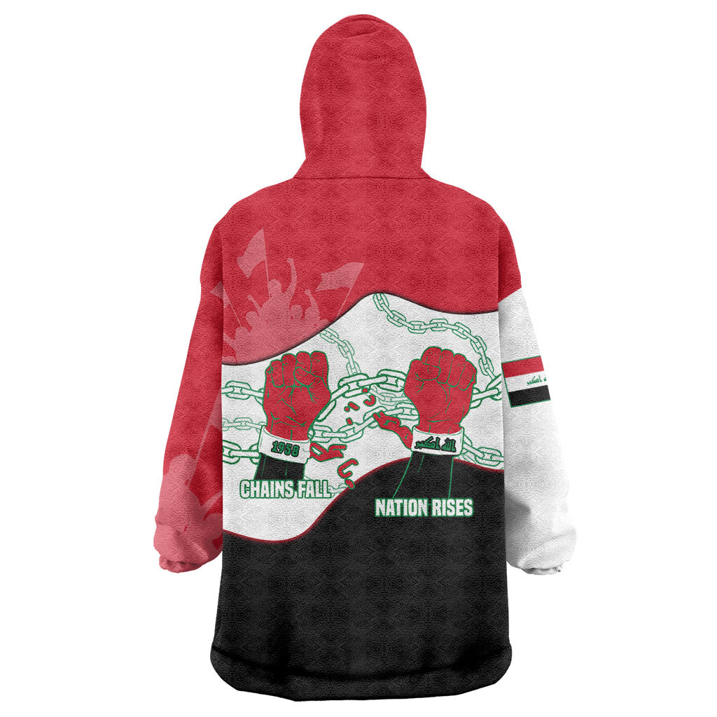 Iraq 14 July Revolution 1958 Wearable Blanket Hoodie Abdul Karim Qasim Broken Chains Rising Fists