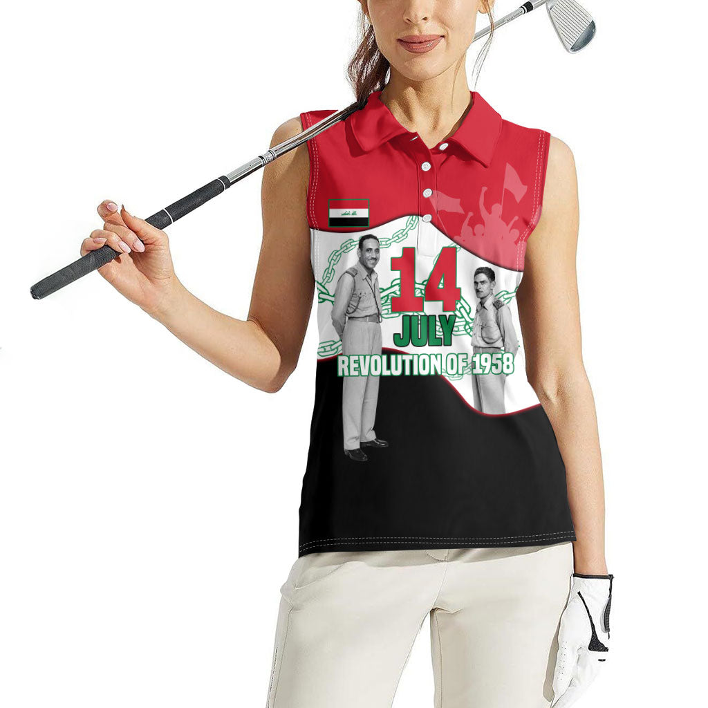 Iraq 14 July Revolution 1958 Women Sleeveless Polo Shirt Abdul Karim Qasim Broken Chains Rising Fists