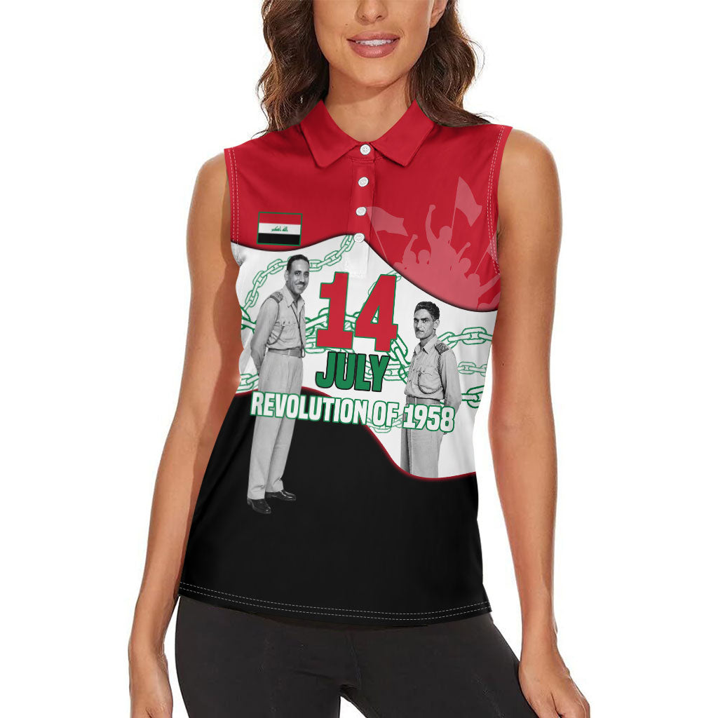 Iraq 14 July Revolution 1958 Women Sleeveless Polo Shirt Abdul Karim Qasim Broken Chains Rising Fists