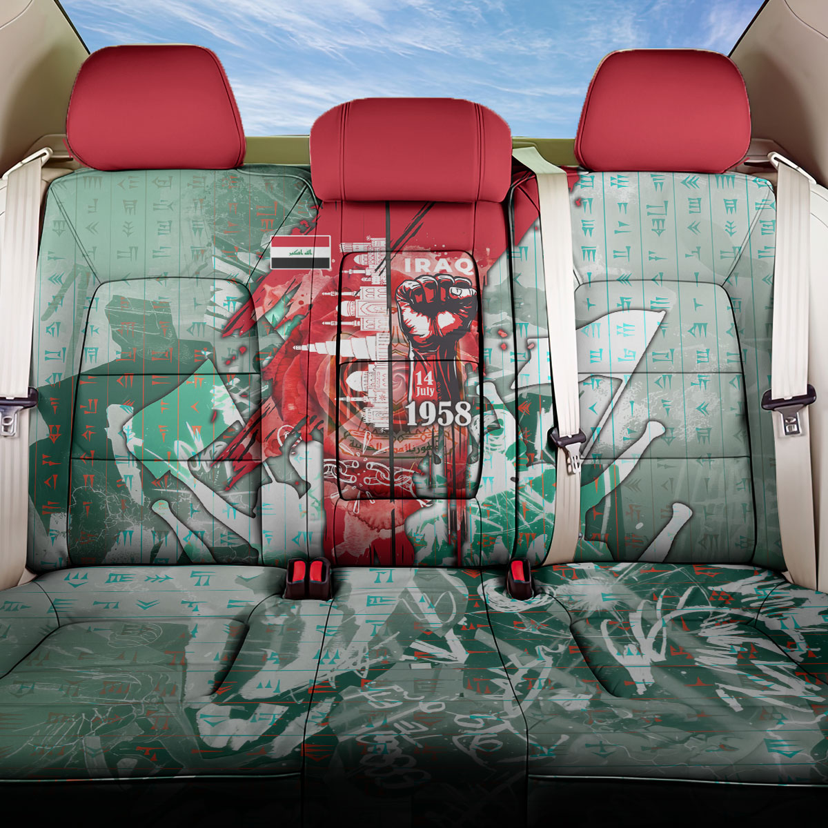 Iraq Revolution Back Car Seat Cover Eagle Of Saladin Iraqi Patriotism
