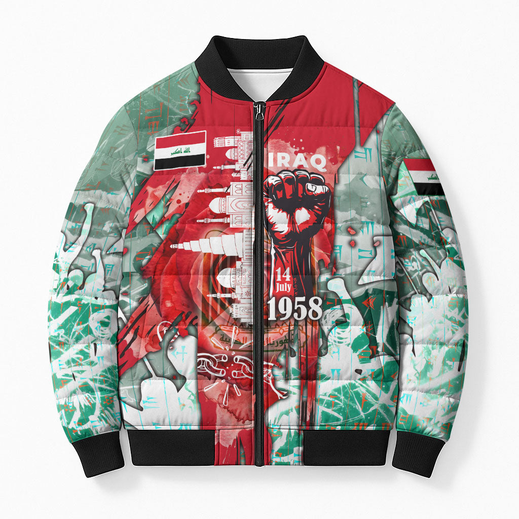 Iraq Revolution Bomber Puffer Jacket Eagle Of Saladin Iraqi Patriotism