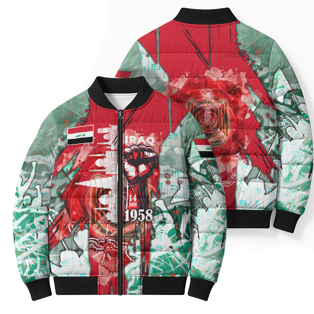 Iraq Revolution Bomber Puffer Jacket Eagle Of Saladin Iraqi Patriotism