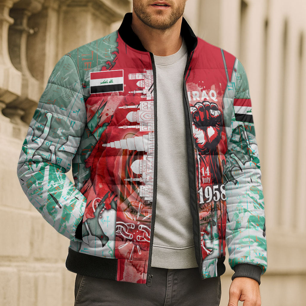 Iraq Revolution Bomber Puffer Jacket Eagle Of Saladin Iraqi Patriotism