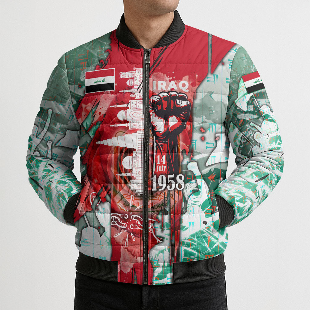 Iraq Revolution Bomber Puffer Jacket Eagle Of Saladin Iraqi Patriotism