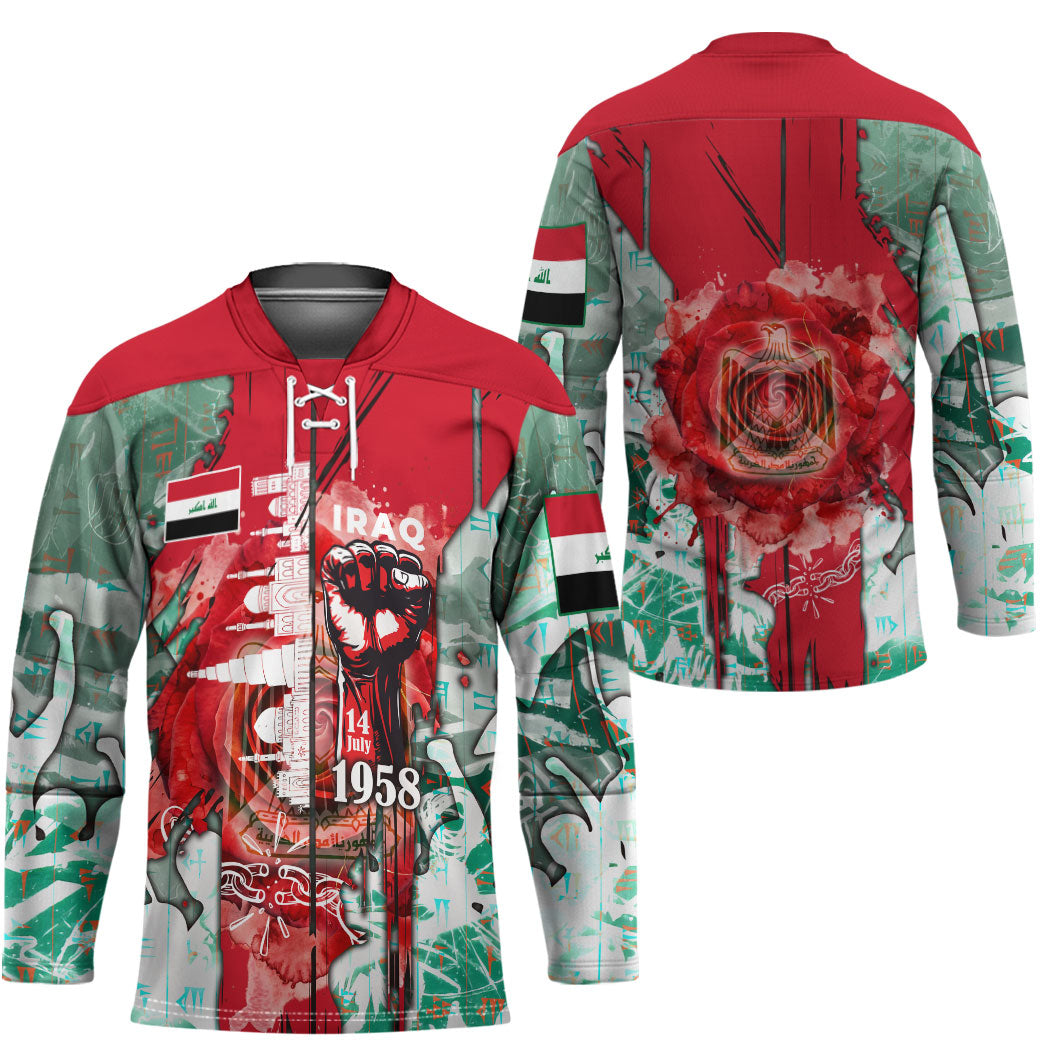 Iraq Revolution Hockey Jersey Eagle Of Saladin Iraqi Patriotism