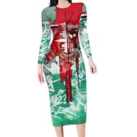 Iraq Revolution Long Sleeve Bodycon Dress Eagle Of Saladin Iraqi Patriotism