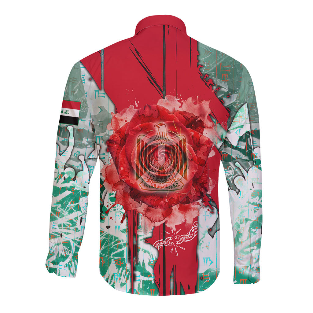 Iraq Revolution Long Sleeve Button Shirt Eagle Of Saladin Iraqi Patriotism