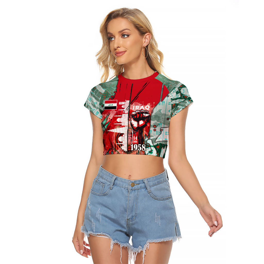 Iraq Revolution Raglan Cropped T Shirt Eagle Of Saladin Iraqi Patriotism