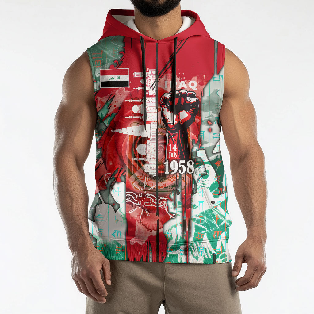 Iraq Revolution Sleeveless Hoodie Eagle Of Saladin Iraqi Patriotism