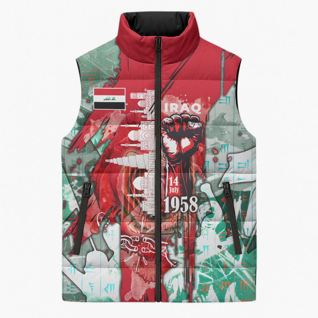 Iraq Revolution Sleeveless Puffer Jacket Eagle Of Saladin Iraqi Patriotism