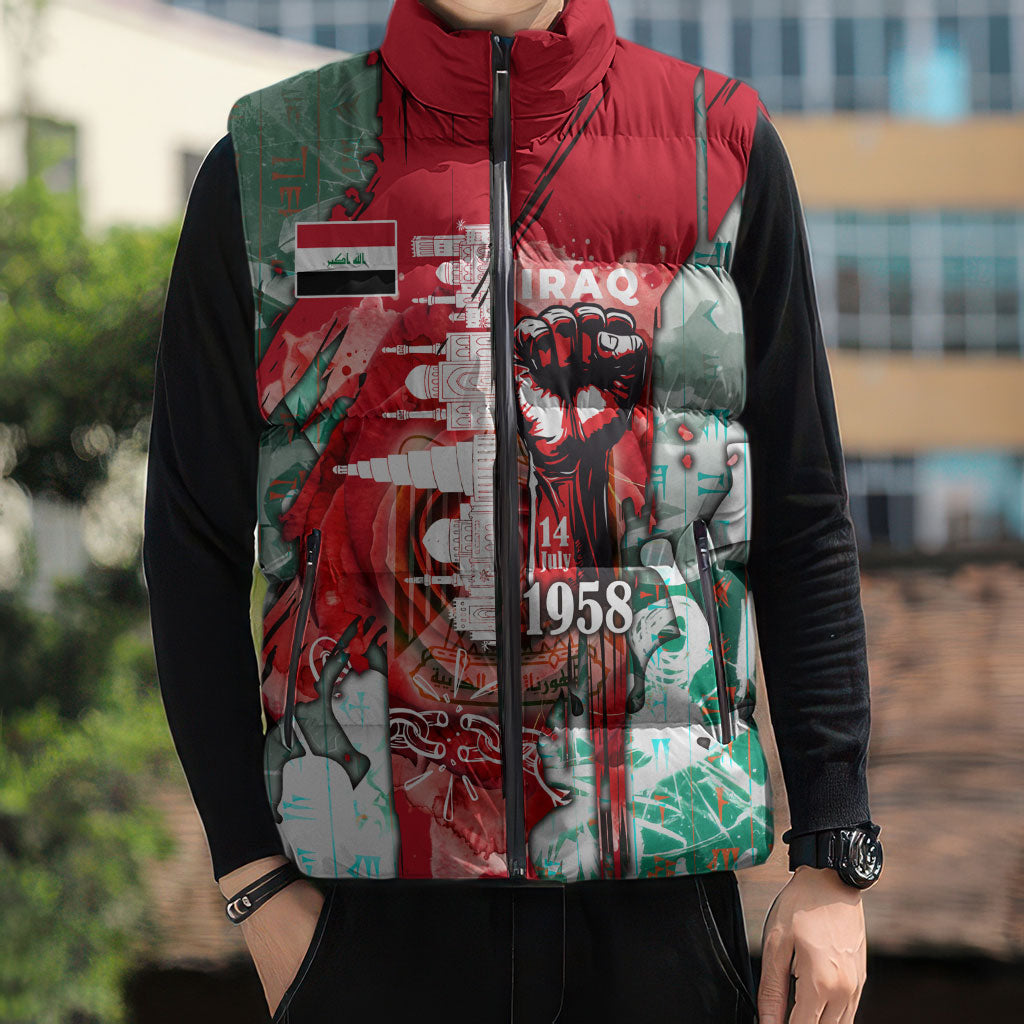 Iraq Revolution Sleeveless Puffer Jacket Eagle Of Saladin Iraqi Patriotism