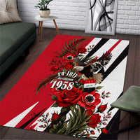 Iraq Revolution Soaring Eagle Area Rug Iraqi Flag Red Roses Floral Design