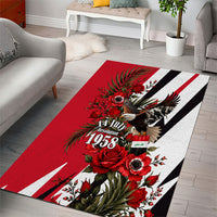 Iraq Revolution Soaring Eagle Area Rug Iraqi Flag Red Roses Floral Design