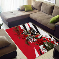 Iraq Revolution Soaring Eagle Area Rug Iraqi Flag Red Roses Floral Design