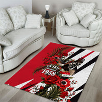 Iraq Revolution Soaring Eagle Area Rug Iraqi Flag Red Roses Floral Design