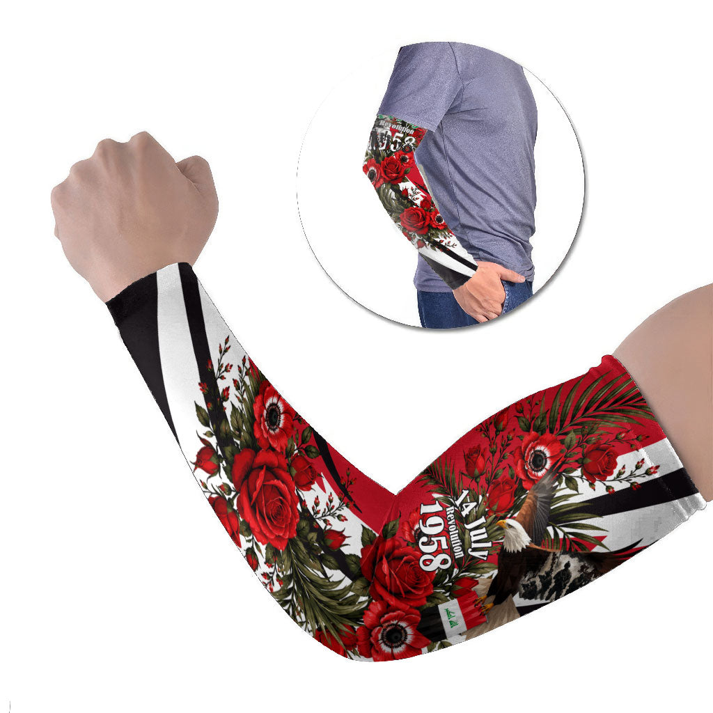 Iraq Revolution Soaring Eagle Arm Sleeves Iraqi Flag Red Roses Floral Design