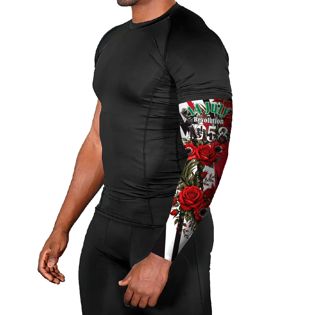 Iraq Revolution Soaring Eagle Arm Sleeves Iraqi Flag Red Roses Floral Design