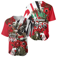 Iraq Revolution Soaring Eagle Baseball Jersey Iraqi Flag Red Roses Floral Design