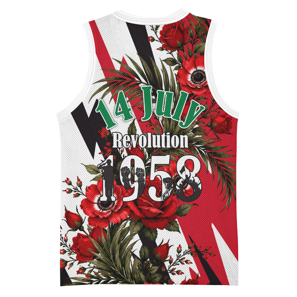 Iraq Revolution Soaring Eagle Basketball Jersey Iraqi Flag Red Roses Floral Design