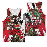 Iraq Revolution Soaring Eagle Basketball Jersey Iraqi Flag Red Roses Floral Design