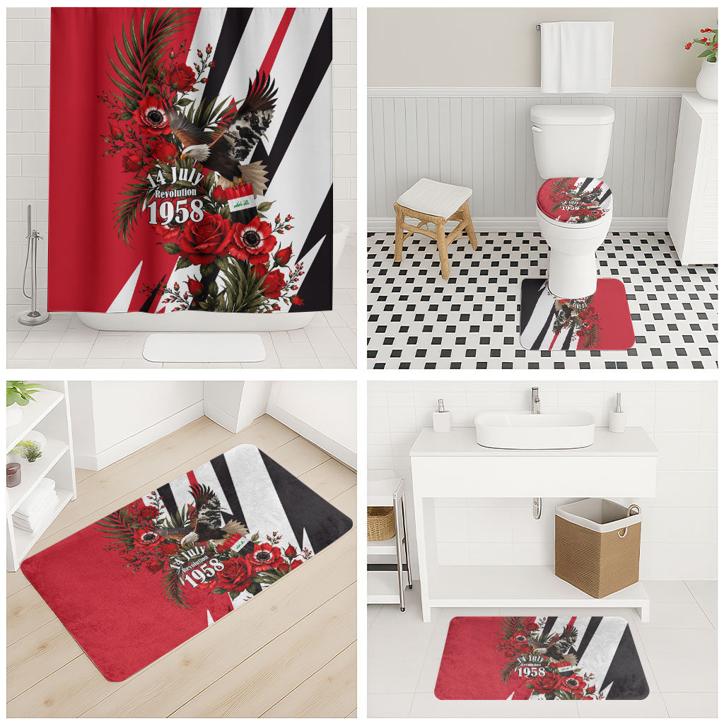 Iraq Revolution Soaring Eagle Bathroom Set Iraqi Flag Red Roses Floral Design