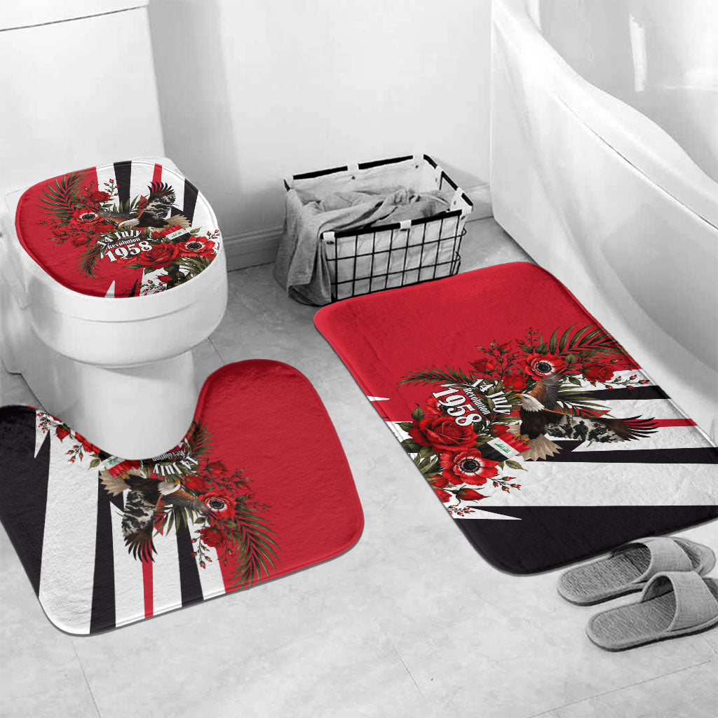Iraq Revolution Soaring Eagle Bathroom Set Iraqi Flag Red Roses Floral Design