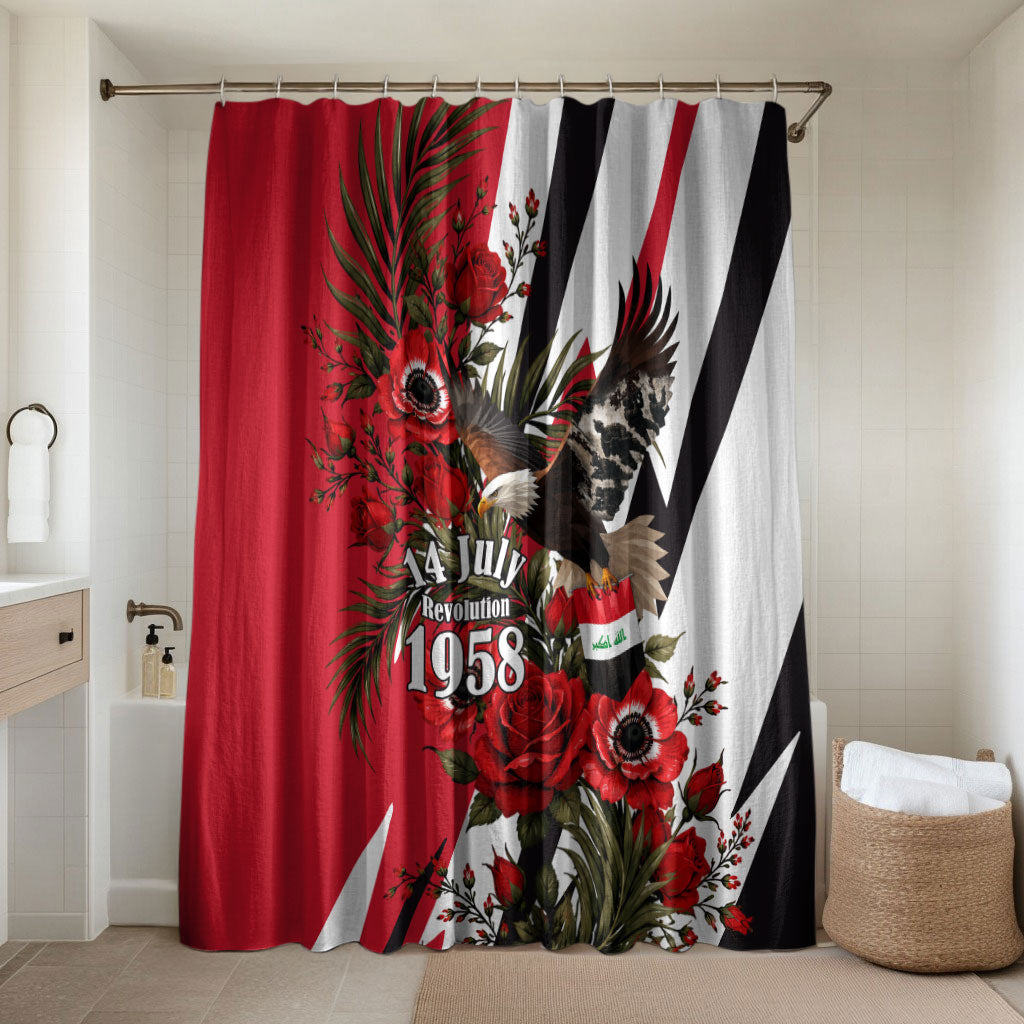Iraq Revolution Soaring Eagle Bathroom Set Iraqi Flag Red Roses Floral Design